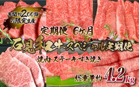 石見和牛スペシャル定期便 （焼肉・ステーキ・すき焼き）総重量約4.2kg