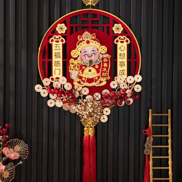 2024新年財神爺掛件電動搖頭財神掛飾客廳春節掛件對聯新春門掛 雙11全館免運