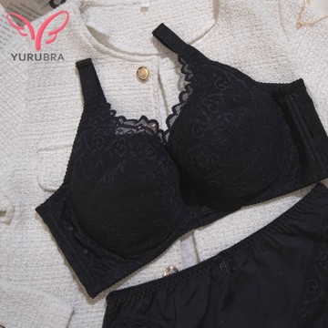 【Yurubra】迴聲蕩漾內衣 D.E.F罩 大罩杯 托高 包覆 舒適 提托※0814黑