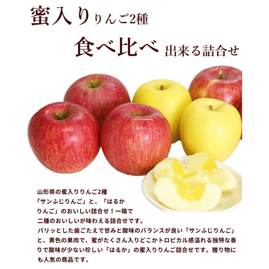 りんご セット 山形県産 蜜入り サンふじ＆はるか 計2,8kg 秀品 ギフト 12月上旬頃から発送 送料込