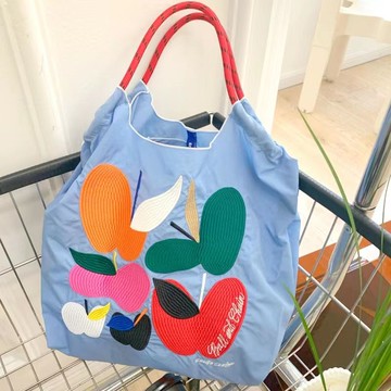 免運 購物袋 升級 日本Ball&chain新款刺繡環保購物袋抽繩束口大容量手提文藝 快速出貨