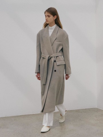 LONDON Cashmere Double Oversized Tailored Coat_Oat