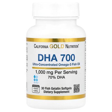 California Gold Nutrition, DHA700 魚油，超濃縮，1,000 毫克，30 粒魚明膠軟凝膠