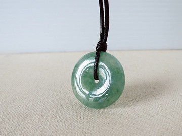 本命年【平安‧如意】冰綠意境棉翡翠韓國蠟線項鍊*AB04*招財