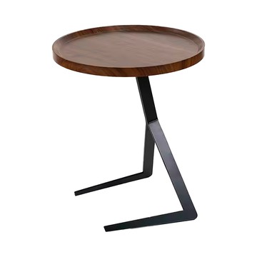 FAmILyLIFE 生活 木冶山居 Carmel圓形ㄈ型茶几/邊几 WO-021-WA 50 x 60cm  胡桃木