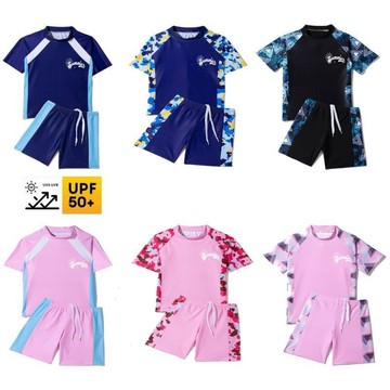 夏季新款兒童分體泳衣 速乾透氣兒童短袖短褲  男女童游泳衣 兒童泳裝 男孩泳衣 女童泳衣