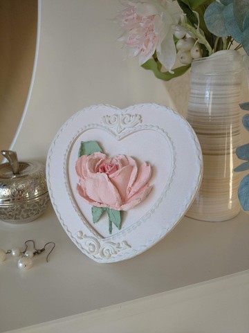 母親節禮物玫瑰心形框架花卉畫微型畫