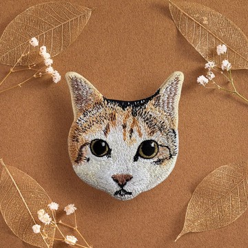 【寵物刺繡貼紙-燙布貼】三花貓 (大尺寸-A0022)