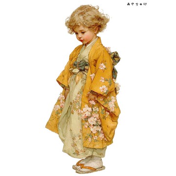 【12月新品4】07-114-0084 人物貼紙 和服復古