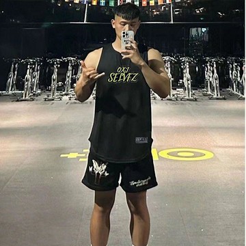 臺灣出貨 夏季美式籃球服男無袖夏季運動訓練服背心上衣寬鬆速乾透氣投籃服運動服體育生衣服T恤