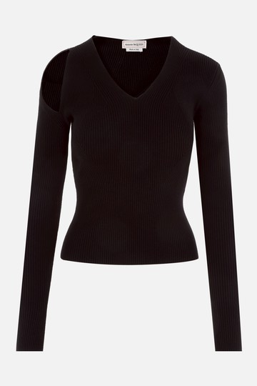 ALEXANDER McQUEEN stretch wool pullover with cut-out Woman