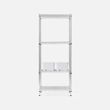 (組) 特力屋 鍍鉻四層架60x35x150公分+日本SankaOnbox收納盒 白色S x2