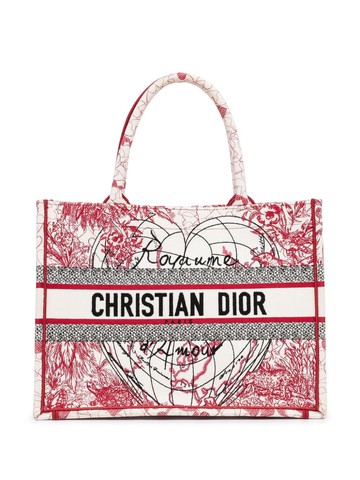 Christian Dior - pre-owned medium Royaume d'Amour Book tote bag - women - Canvas - One Size - Red