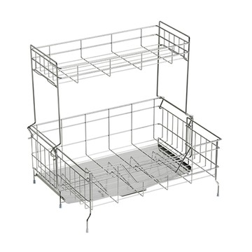 【慢慢家居】304不鏽鋼-可伸縮廚房水槽雙層瀝水架 (碗盤瀝水架 水槽收納架)304瀝水籃(雙層)