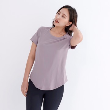 Mori girl 親膚排汗運動短袖上衣 紫