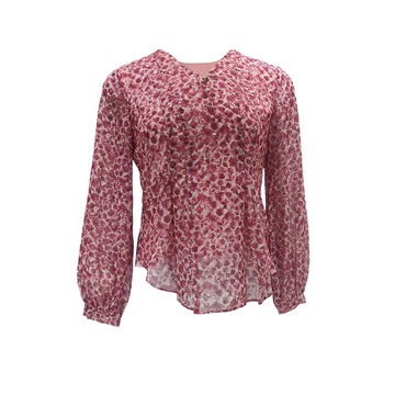 TOORDER紅色動物紋印花透紗上Ｖ領衣