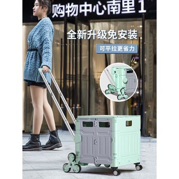 老人買菜小拉車家用折疊輕便爬樓梯拖車兒童可坐輪滑鞋收納拉桿箱