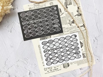 單色復古橢圓數字標籤貼紙 105 x 148 mm