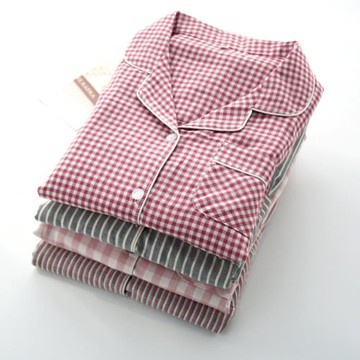 日式寬松睡衣女士春夏季純棉紗布雙層薄款大碼短袖長褲家居服套裝