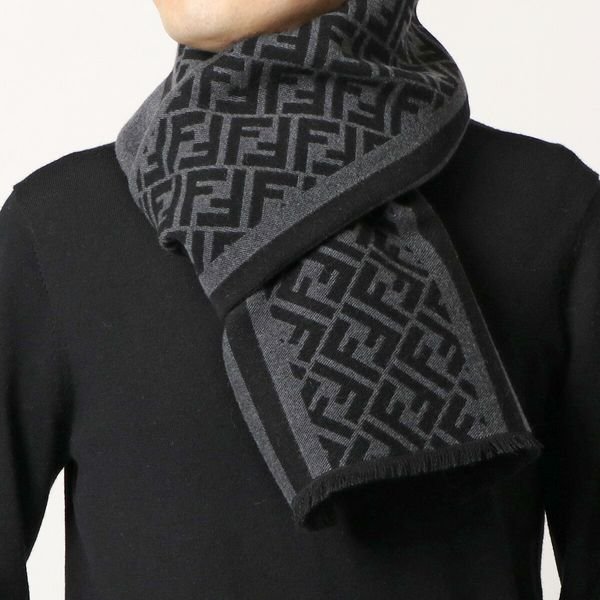 FENDI フェンディ フリンジ付き シルク マフラー ストール