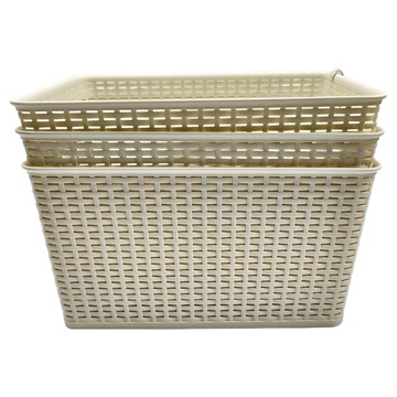 KEYWAY 聯府 藤藝收納籃  330 x 370 x 230mm  米白色  3個