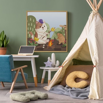 小貓咪愛野炊 - 小動物童話故事裝飾畫/兒童房掛畫/catitem2026