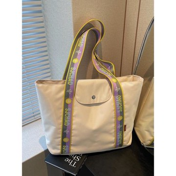 大容量手提托特包尼龍布包撞色休閑女包單肩學生新款通勤旅行大包