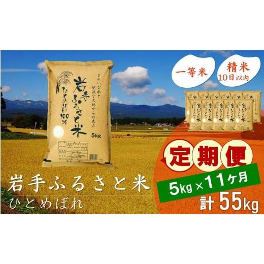 ふるさと納税 岩手県 奥州市 ☆全11回定期便☆ 岩手ふるさと米 5kg×11ヶ月 一等米ひとめぼれ 令和5年産 新米  東北有数のお米の産地 岩手県奥州市産