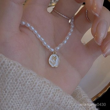 💛限時下殺💛玫瑰花珍珠項鏈女輕奢小衆高級感頸鏈鎖骨鏈法式複古氣質百搭配飾