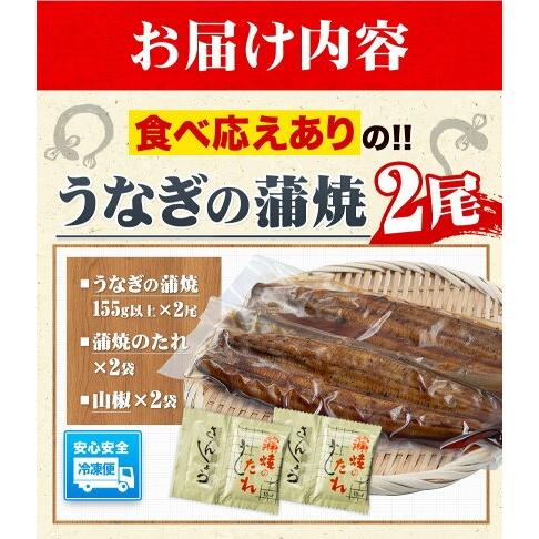 うなぎ 国産 蒲焼 蒲焼き 1尾155g以上 合計310g 鰻 九州産 ウナギ 鰻 ギフト 贈り物 九州 冷凍 1-5営業日以内に出荷予定(土日祝除)