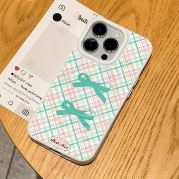 台灣現貨🚀 手機殼 太陽磁吸殼 格紋蝴蝶結 適用蘋果17Air 16 15 14 13 12 Pro Max Plus