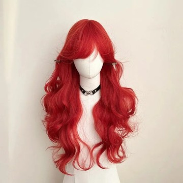 【KEKE】紅色 假髮 美人魚 港風 假髮 全頭套 女 中分 捲髮 長髮 大波浪 假髮 cos萬用 萬聖節 聖誕節 造型