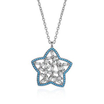 925純銀項鍊鑲鑽吊墜-日韓時尚清新星星女飾品73qi42【獨家進口】【米蘭精品】