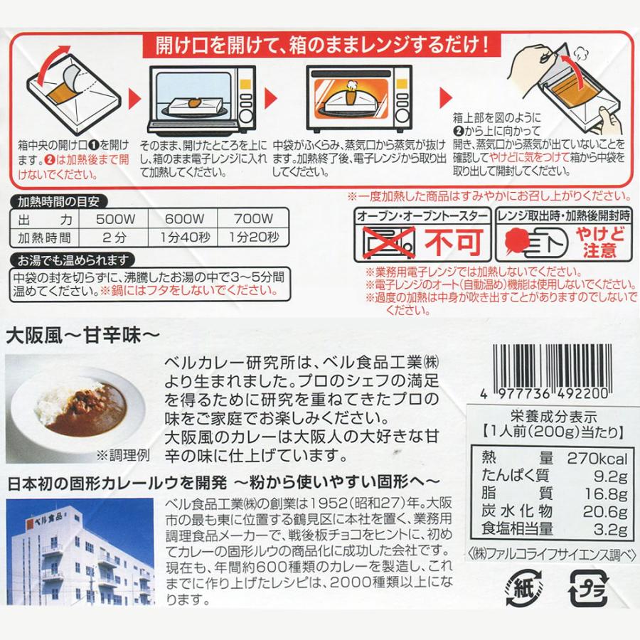 ベルカレー研究所 クラシックすっきり味＆大阪風甘辛味 各1食詰め合わせセット レトルトカレー ビーフカレー 中辛 レンジ対応