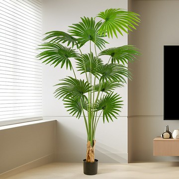 仿真綠植 發財樹 仿真植物 盆栽 盆景跨境新款仿真扇葵盆栽植物大型室內裝飾綠植擺件假樹蒲葵唐棕葵