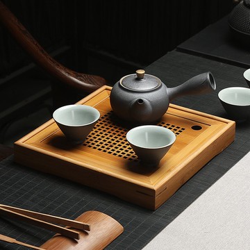 竹制茶盤功夫茶具大小號茶托茶臺日式簡約竹托盤四方形實木質茶海