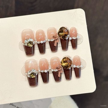 💟加一手工甲💅🏻藝禾原創【遲暮之約】手工穿戴甲甲秋冬豹紋冰花輕奢顯白美甲純手工穿戴甲 YIRP