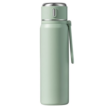 316不鏽鋼保溫杯 550ML 簡約質感 便攜提手 長效保溫保冷  綠色  1個