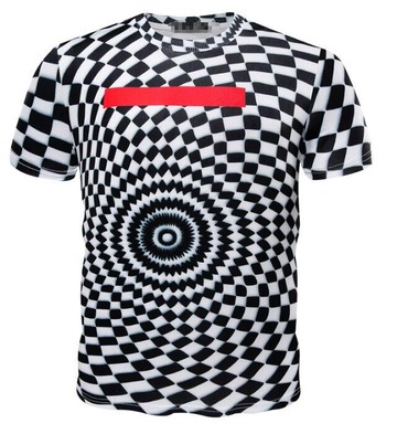 FINDSENSE Z1 日系 流行 男 時尚 3D 黑白格子 方塊 短袖T恤 特色短T