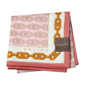 CELINE 粉底金鏈圖騰字母LOGO帕領巾(50CM)