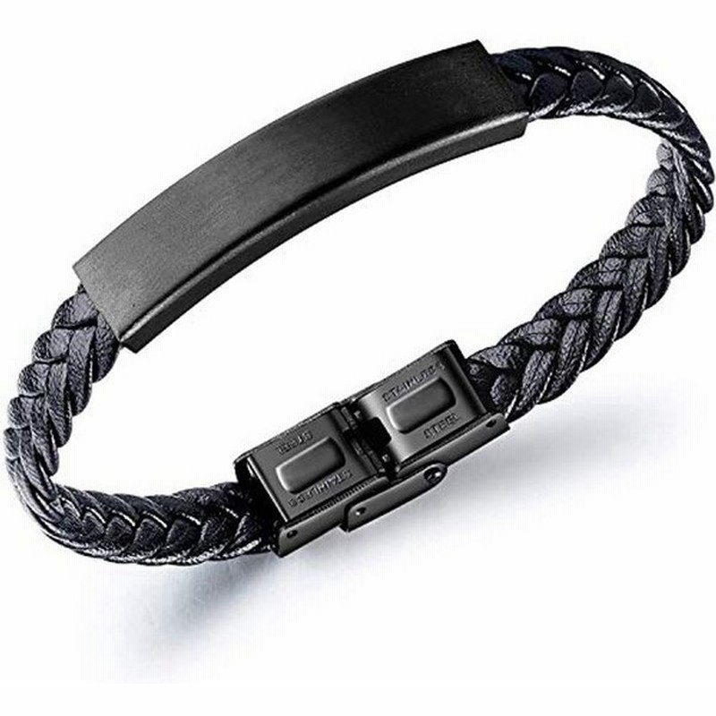 Rockyu メンズ ブレスレット レザー ブランド 艶消し ステンレス製 プレート 編み込み バングル おしゃれ 革製ブレスレット シンプ 通販 Lineポイント最大0 5 Get Lineショッピング