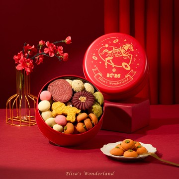 【駿馬團圓】馬年限定新年餅乾圓禮盒(鐵盒封面可印製企業LOGO)