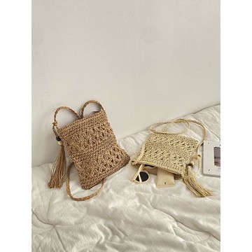 波西米亞草編包女泰國三亞海邊度假沙灘手工編織小包包夏斜挎草包