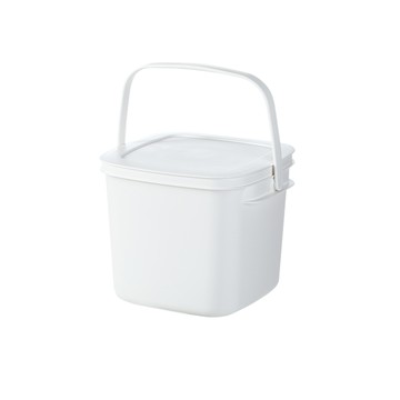 【日本霜山】簡約風提把式方形水桶(附蓋)-9L-2入-典雅白