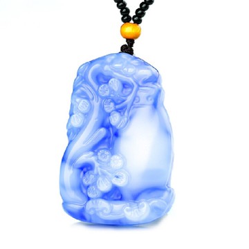 天然新疆和田玉加厚花開富貴吊墜 男女款彩玉青白花瓶掛件玉墜