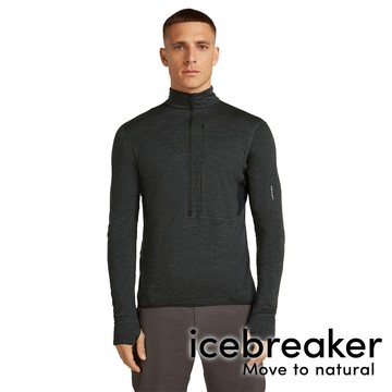 【icebreaker】男刷毛保暖半開襟長袖上衣-BF200『深灰/黑』BA56VY 戶外 露營 登山 健行 休閒 時尚 長袖 上衣