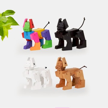 Milo Cubebot 酷比狗【經典小型】山毛櫸積木變形機器狗公仔 聖誕節交換禮物 樸實木