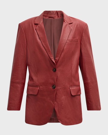 Washed Leather Double Button Jacket