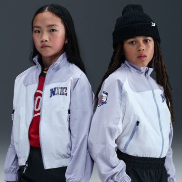 NIKE 外套 童裝 大童 男女童 運動立領外套 風衣外套 K NSW WVN FZ JKT GCEL 灰白 II0471-057