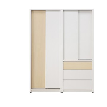 直人木業-NINA簡約風滑門標準衣櫃組160公分(一個雙吊80公分+一個三抽滑門80公分)